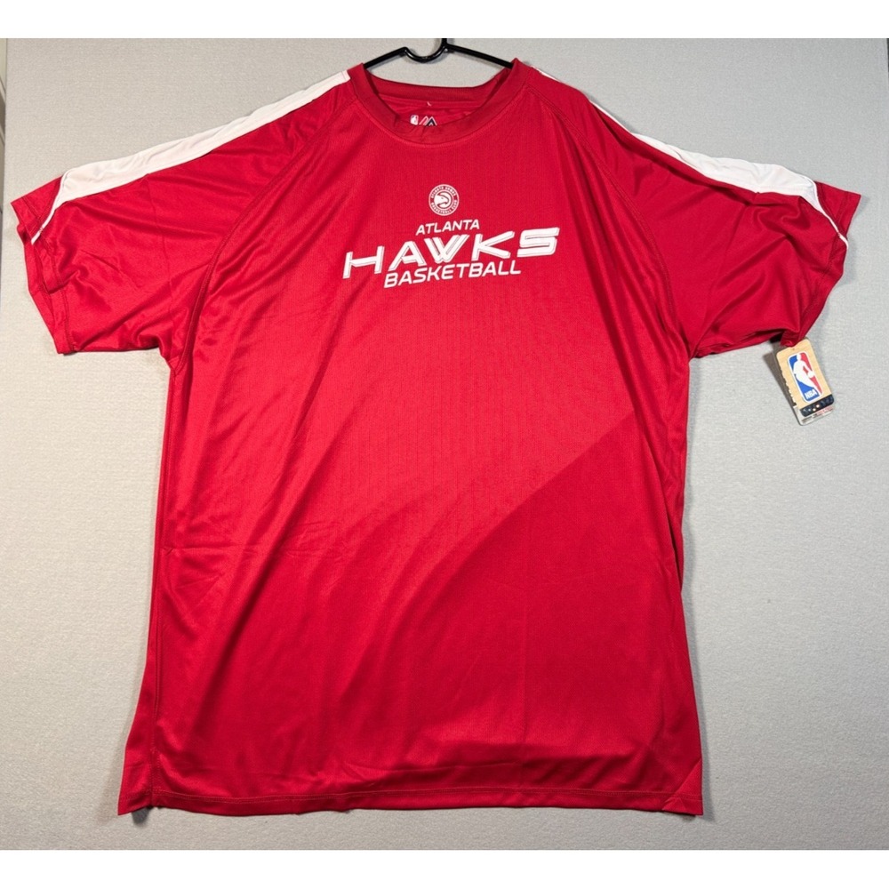 Atlanta Hawks Majestic NBA Shirt - Red - Size 4XLT - NEW W/Tags - 100% Polyester